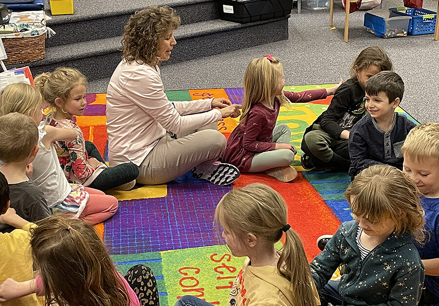 Circle time, building, and flowers