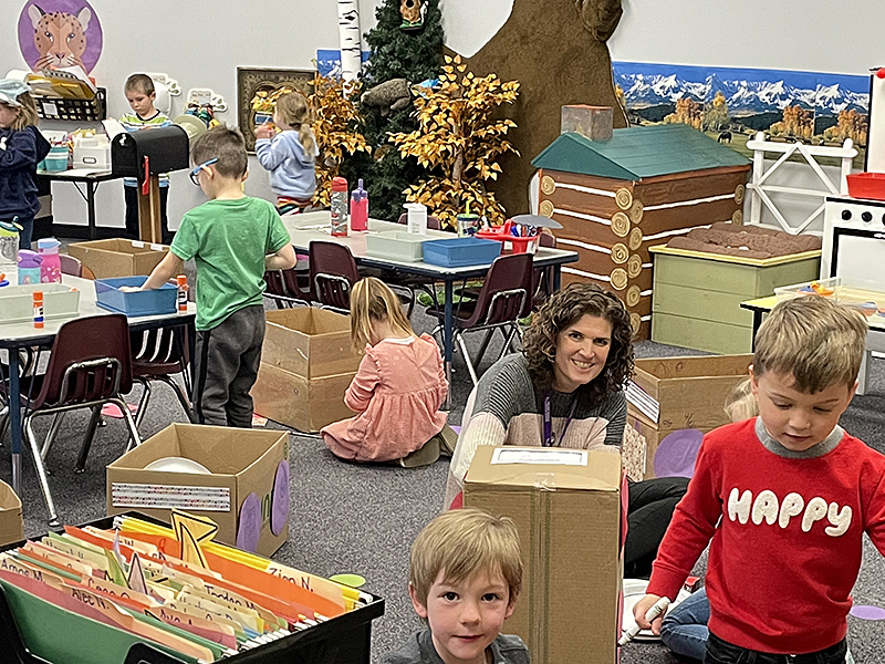 making cardboard cars with Mrs Naslund